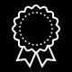 White warranty badge icon with ribbons representing quality guarantee and certification